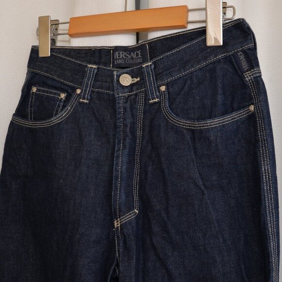 Versace Dark Wash Contrast Stitch Jeans Sz 28 - Picture 6 of 9
